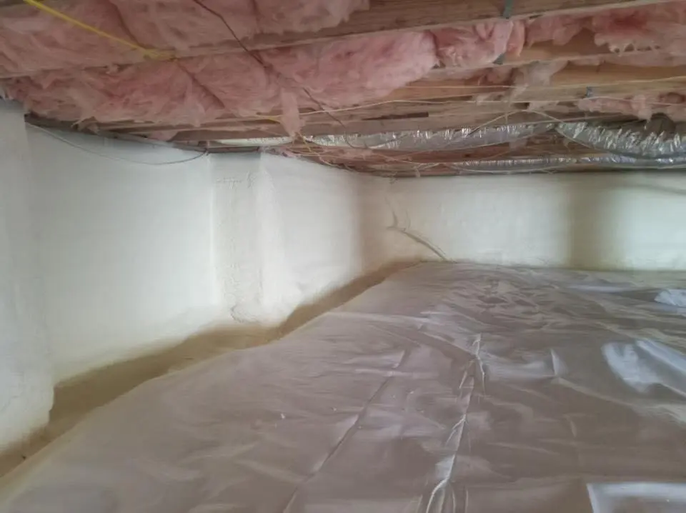 Crawl space encapsulation with closed-cell spray foam for Roof Leak Repair in Avon